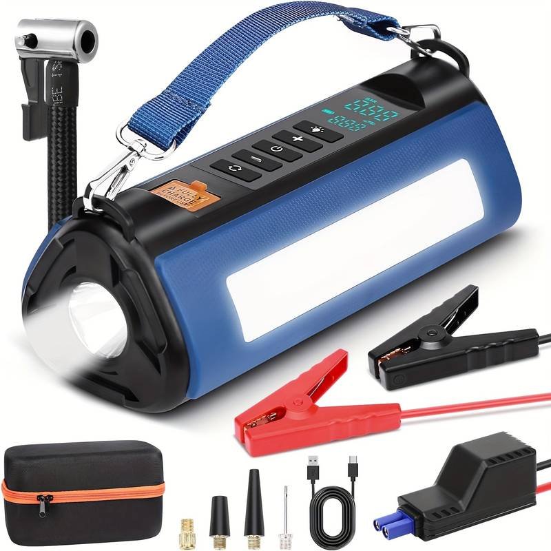 منفاخ ومقوم بطاريه السيارة المحمول 4 في 1